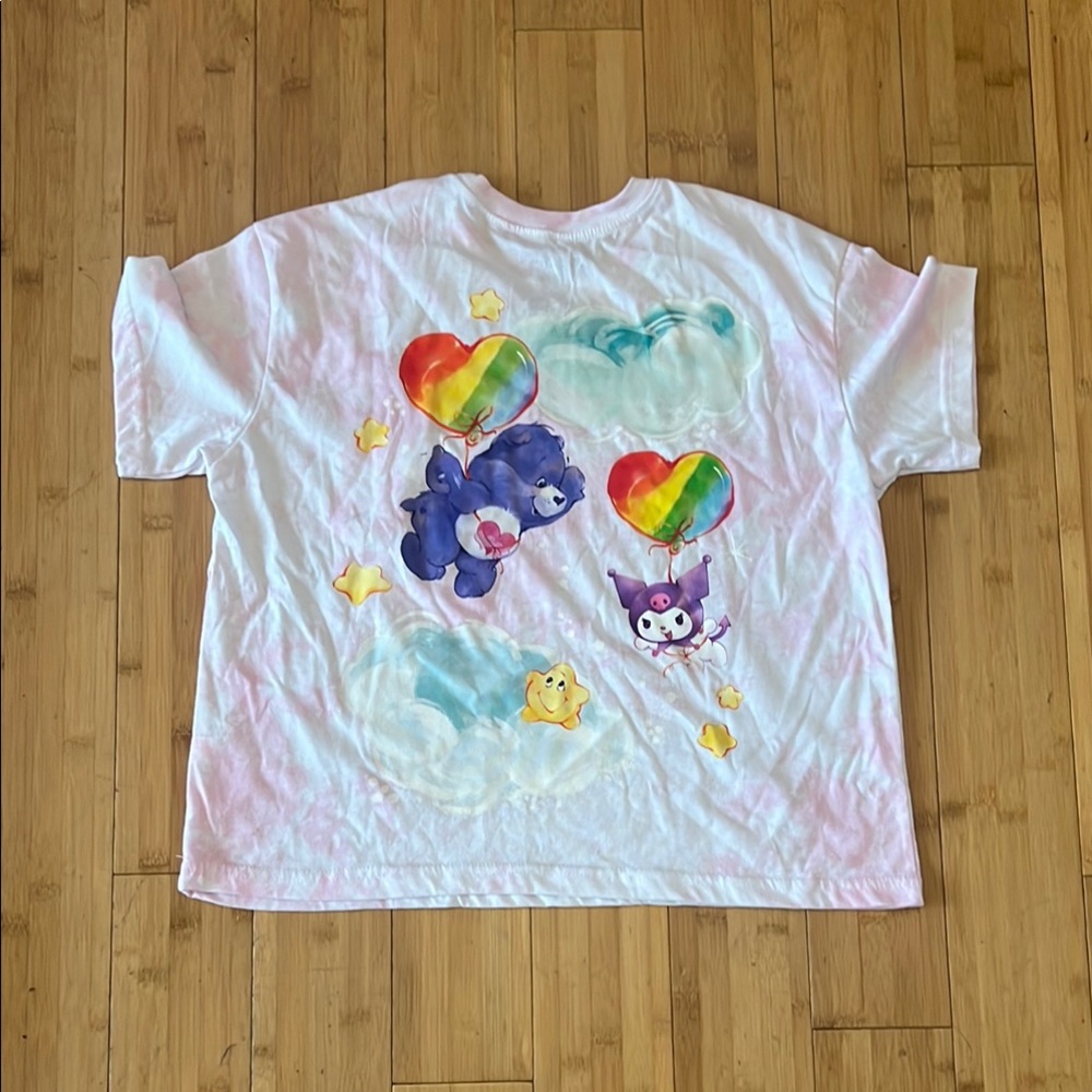 Care Bears White and Pink Short Sleeve Tee with Cheerful Design